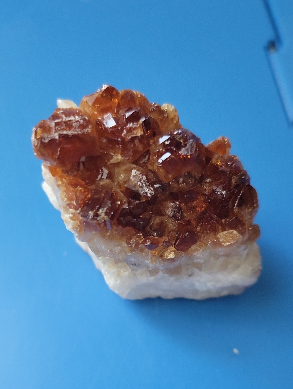 Citrine Crystal Specimen in Golden Brown and White